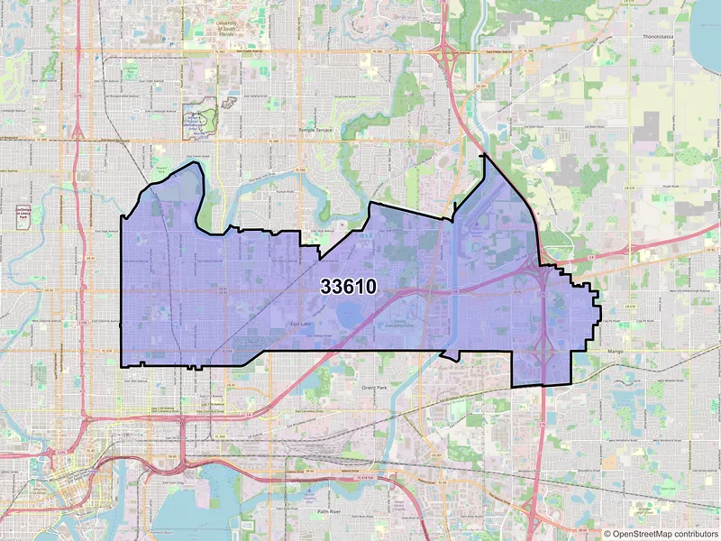 Map of ZIP Code 33610 — Tampa, FL
