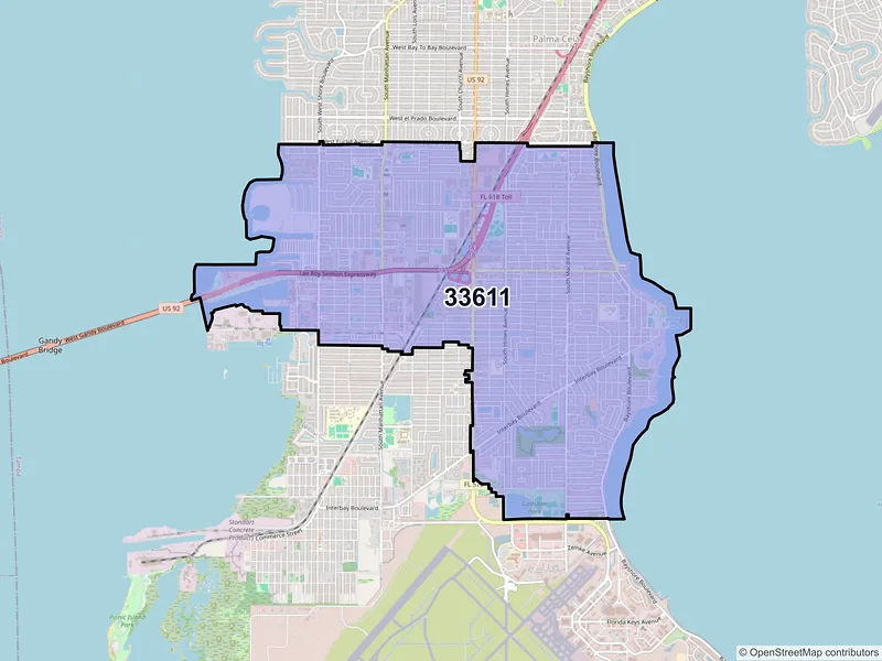 Map of ZIP Code 33611 — Tampa, FL