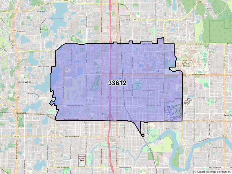 Map of ZIP Code 33612 — Tampa, FL