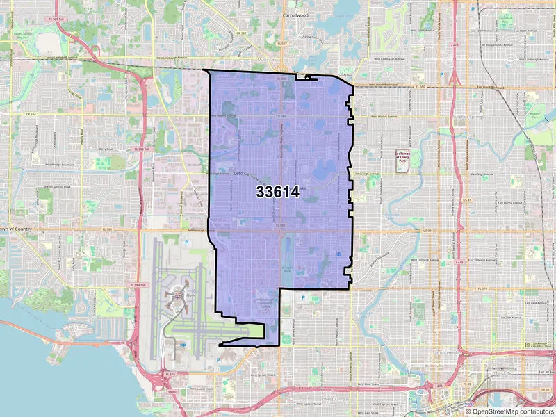 Map of ZIP Code 33614 — Tampa, FL