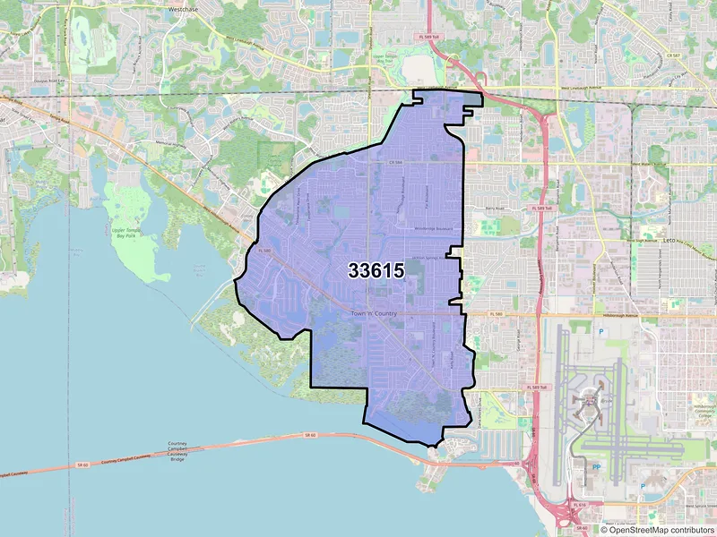 Map of ZIP Code 33615 — Tampa, FL