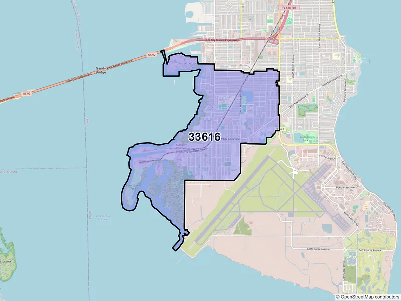 Map of ZIP Code 33616 — Tampa, FL