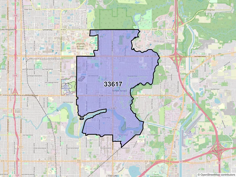 Map of ZIP Code 33617 — Tampa, FL