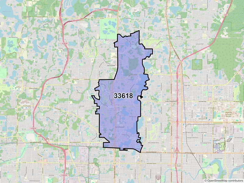 Map of ZIP Code 33618 — Tampa, FL