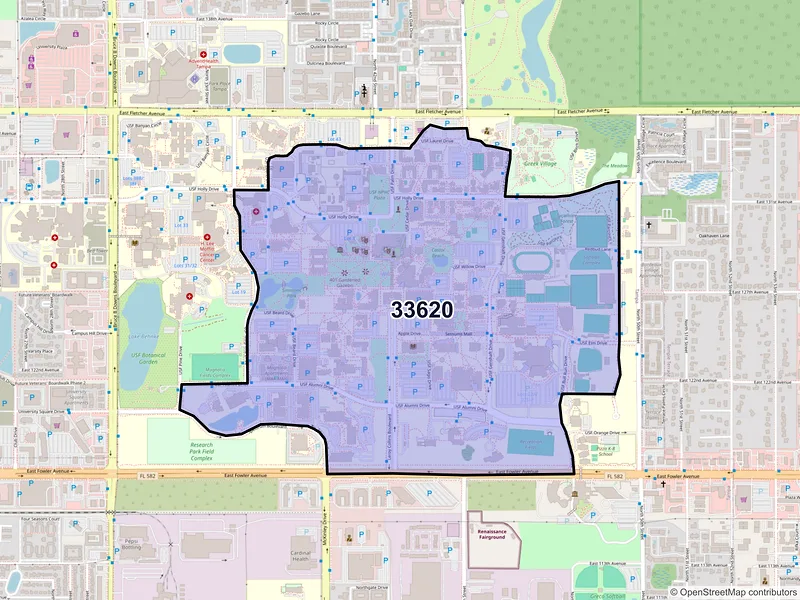 Map of ZIP Code 33620 — Tampa, FL