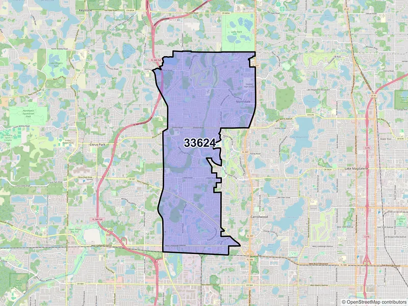 Map of ZIP Code 33624 — Tampa, FL
