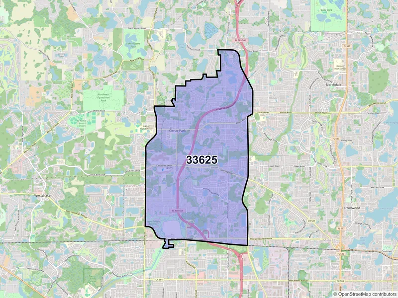 Map of ZIP Code 33625 — Tampa, FL