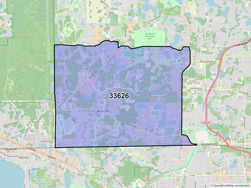 Map of ZIP Code 33626 — Tampa, FL