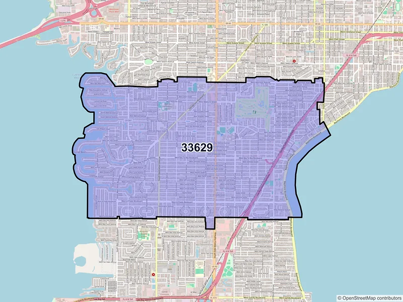Map of ZIP Code 33629 — Tampa, FL