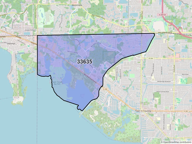 Map of ZIP Code 33635 — Tampa, FL