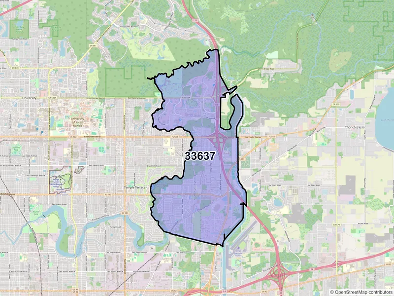 Map of ZIP Code 33637 — Tampa, FL