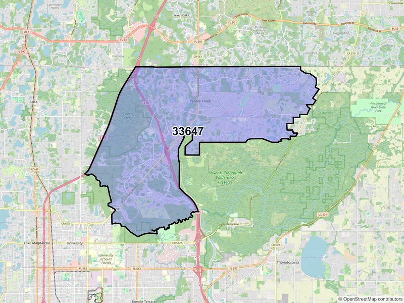 Map of ZIP Code 33647 — Tampa, FL