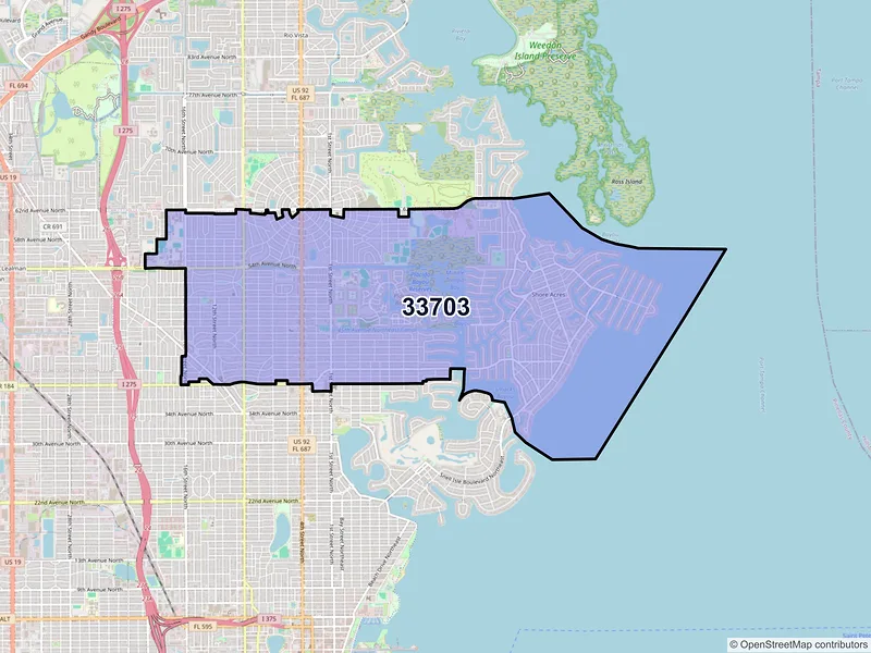 Map of ZIP Code 33703 — Saint Petersburg, FL