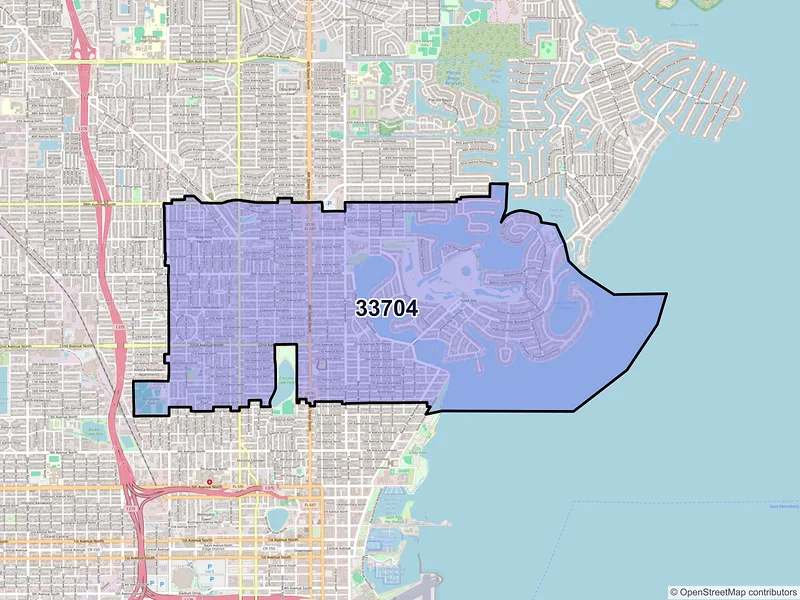 Map of ZIP Code 33704 — Saint Petersburg, FL