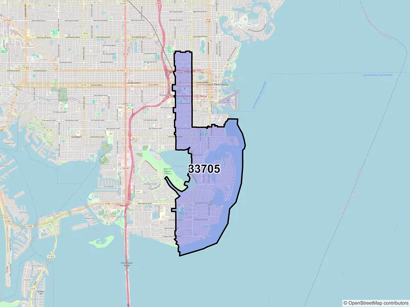 Map of ZIP Code 33705 — Saint Petersburg, FL