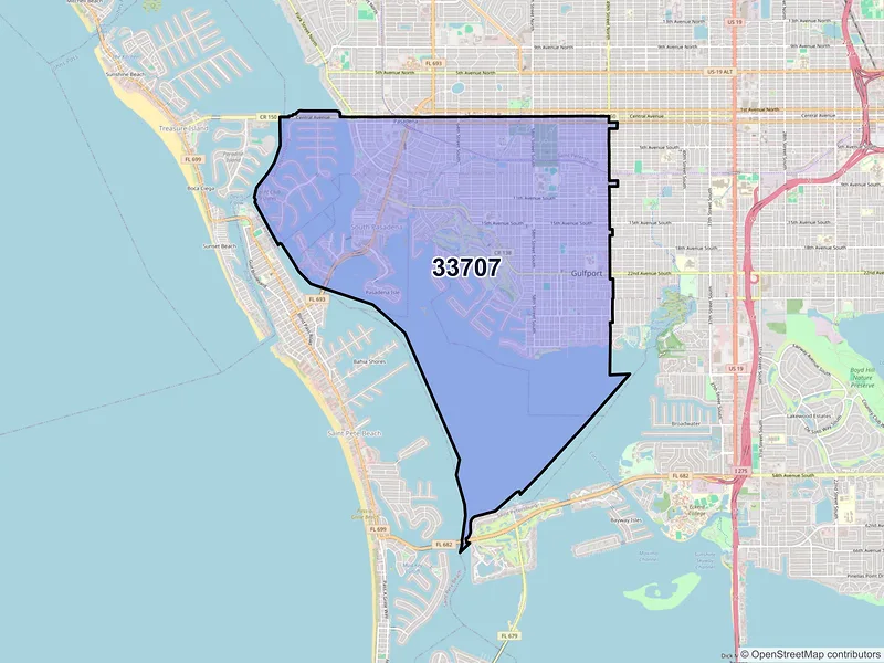 Map of ZIP Code 33707 — Saint Petersburg, FL