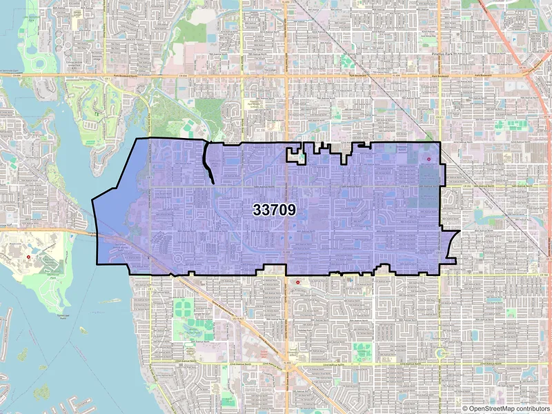 Map of ZIP Code 33709 — Saint Petersburg, FL