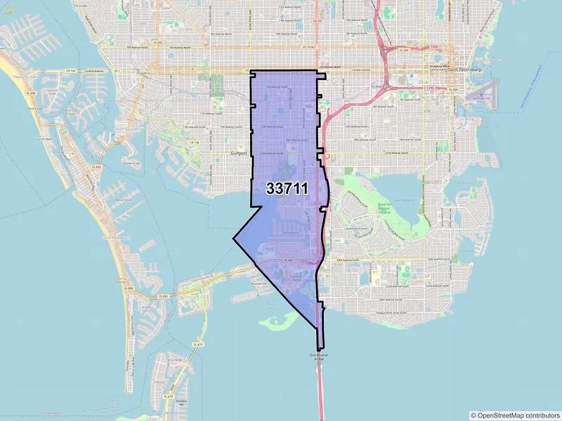 Map of ZIP Code 33711 — Saint Petersburg, FL
