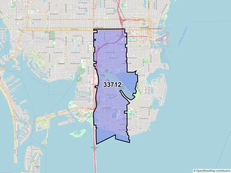 Map of ZIP Code 33712 — Saint Petersburg, FL