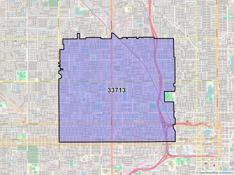 Map of ZIP Code 33713 — Saint Petersburg, FL