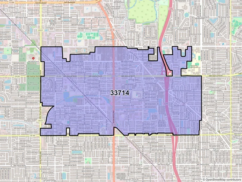 Map of ZIP Code 33714 — Saint Petersburg, FL