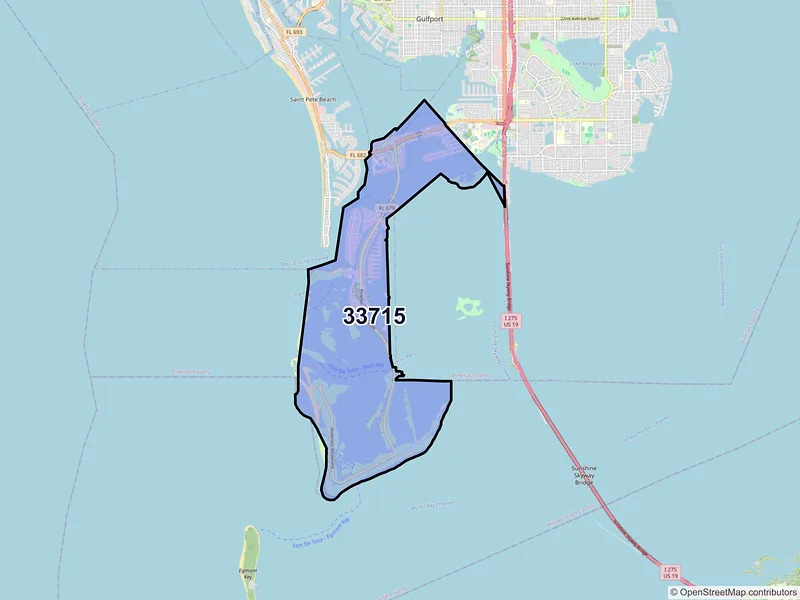 Map of ZIP Code 33715 — Saint Petersburg, FL