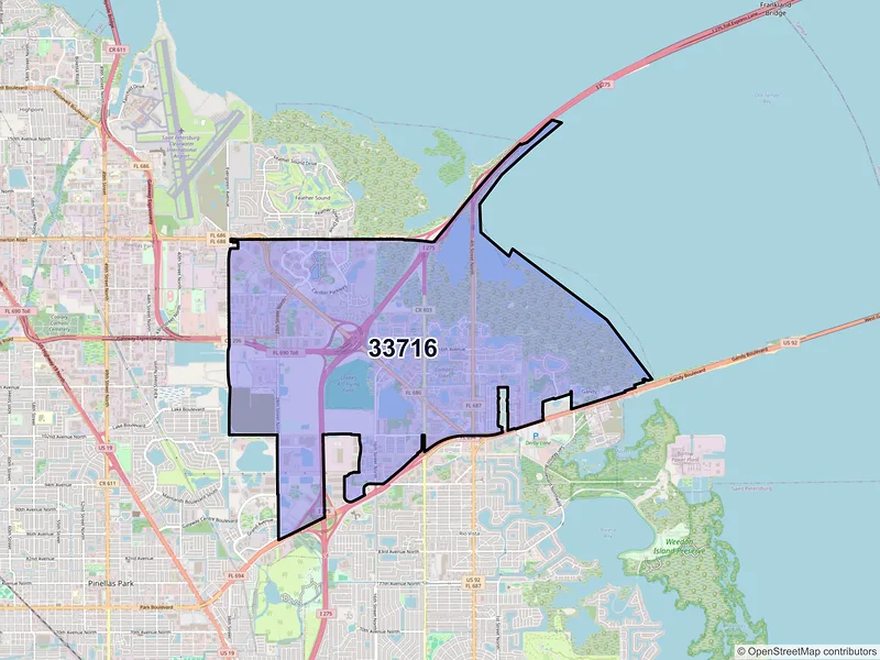 Map of ZIP Code 33716 — Saint Petersburg, FL