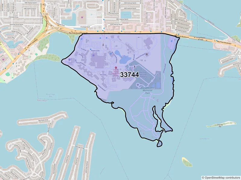 Map of Bay Pines, Florida and ZIP codes