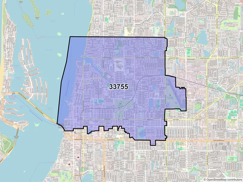 Map of ZIP Code 33755 — Clearwater, FL