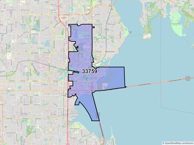 Map of ZIP Code 33759 — Clearwater, FL