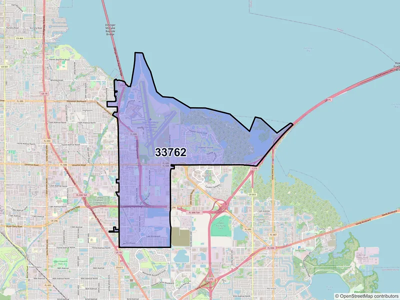 Map of ZIP Code 33762 — Clearwater, FL