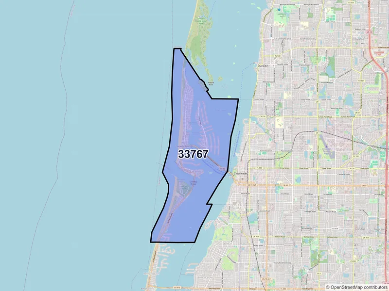 Map of Clearwater Beach, Florida and ZIP codes
