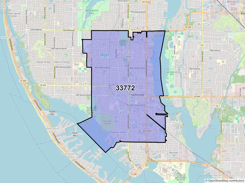 Map of ZIP Code 33772 — Seminole, FL