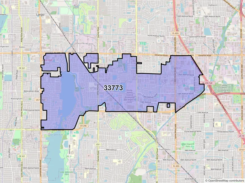 Map of ZIP Code 33773 — Largo, FL