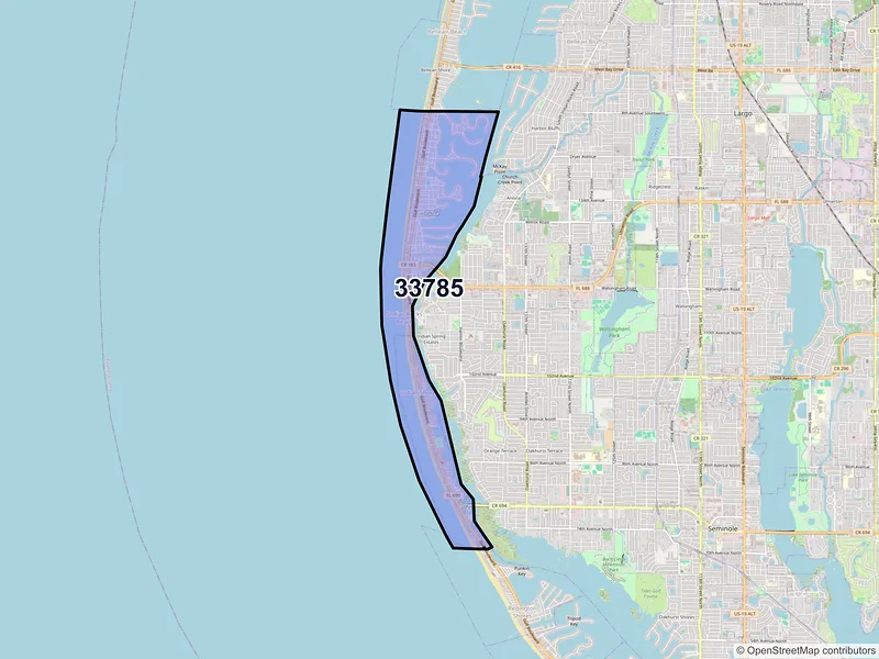 Map of ZIP Code 33785 — Indian Rocks Beach, FL