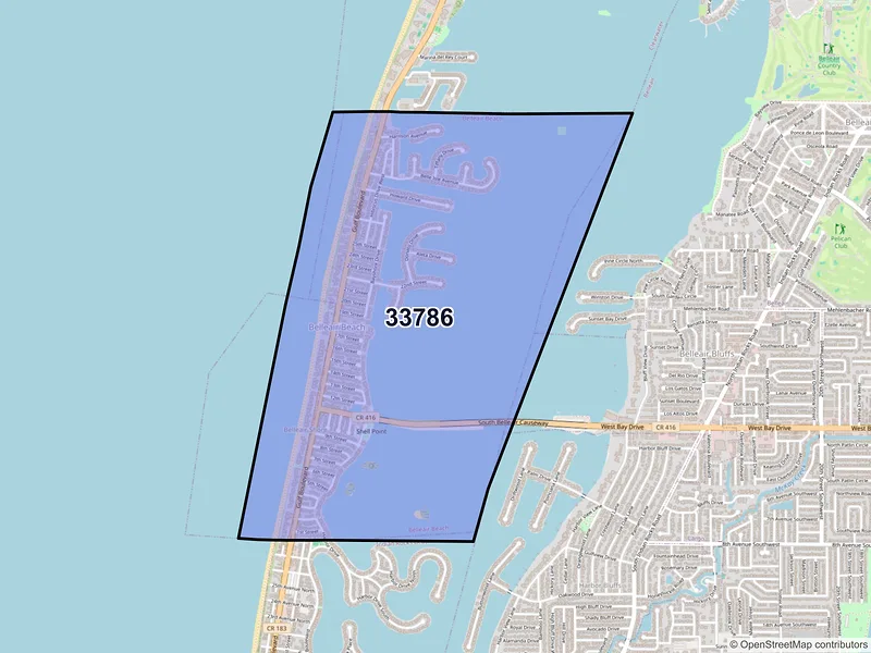 Map of ZIP Code 33786 — Belleair Beach, FL