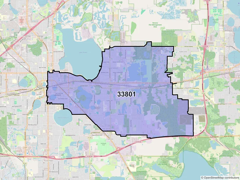 Map of ZIP Code 33801 — Lakeland, FL