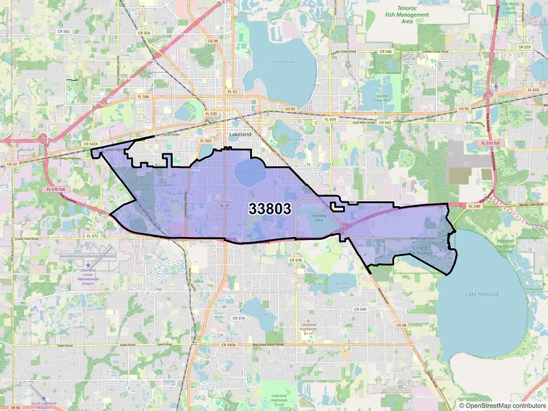 Map of ZIP Code 33803 — Lakeland, FL