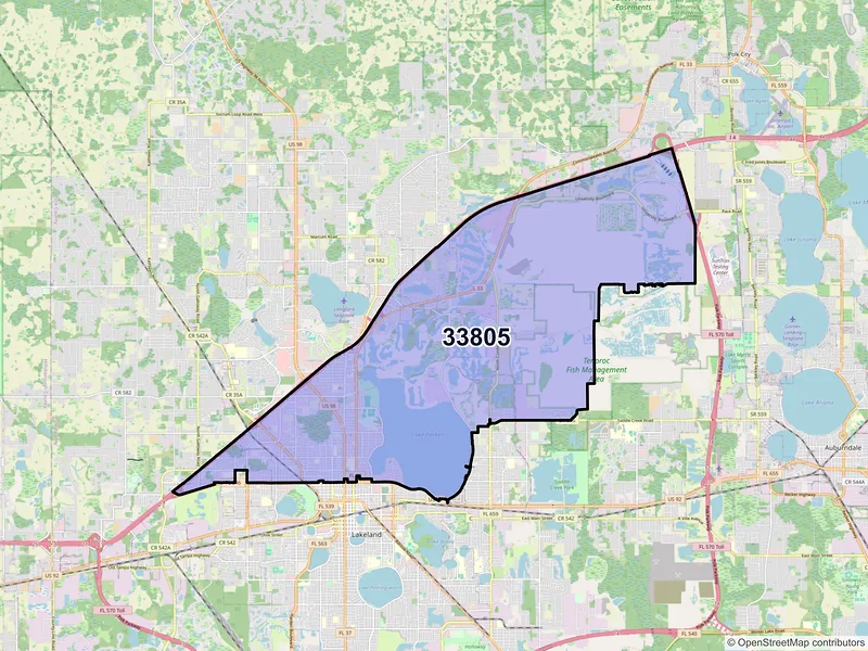 Map of ZIP Code 33805 — Lakeland, FL