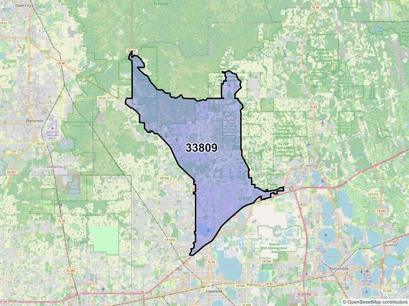 Map of ZIP Code 33809 — Lakeland, FL