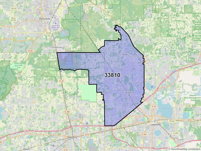 Map of ZIP Code 33810 — Lakeland, FL