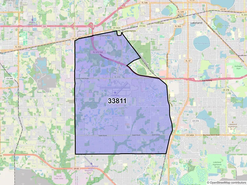 Map of ZIP Code 33811 — Lakeland, FL