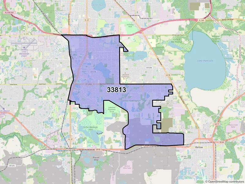 Map of ZIP Code 33813 — Lakeland, FL
