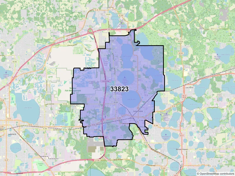Map of ZIP Code 33823 — Auburndale, FL