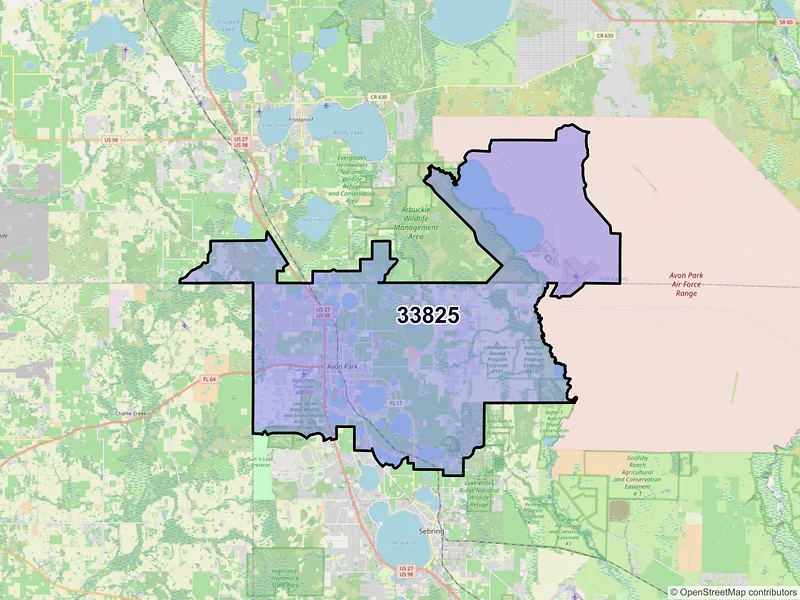 Map of ZIP Code 33825 — Avon Park, FL