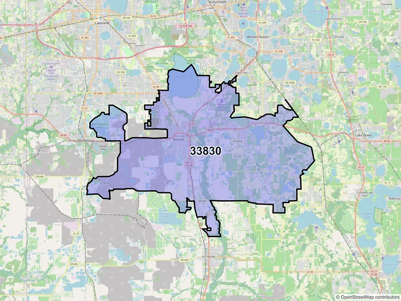 Map of ZIP Code 33830 — Bartow, FL