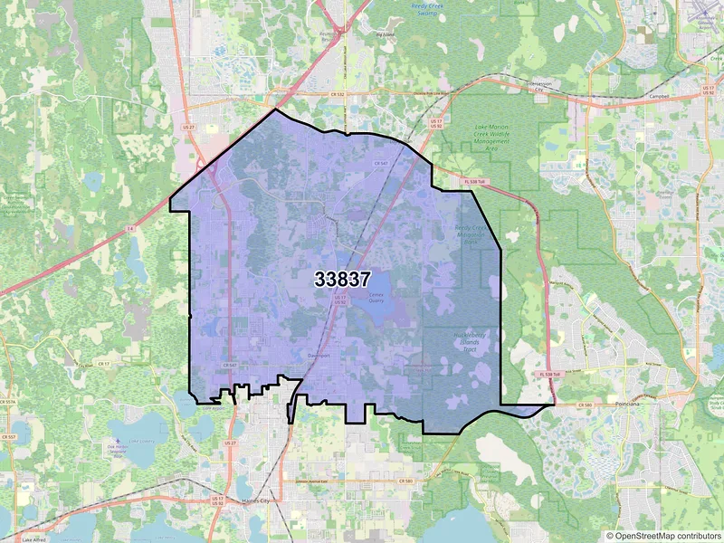 Map of ZIP Code 33837 — Davenport, FL