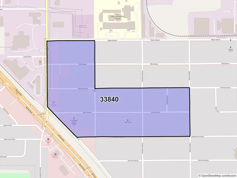 Map of Eaton Park, Florida and ZIP codes