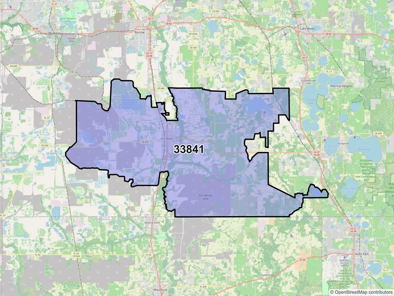 Map of ZIP Code 33841 — Fort Meade, FL