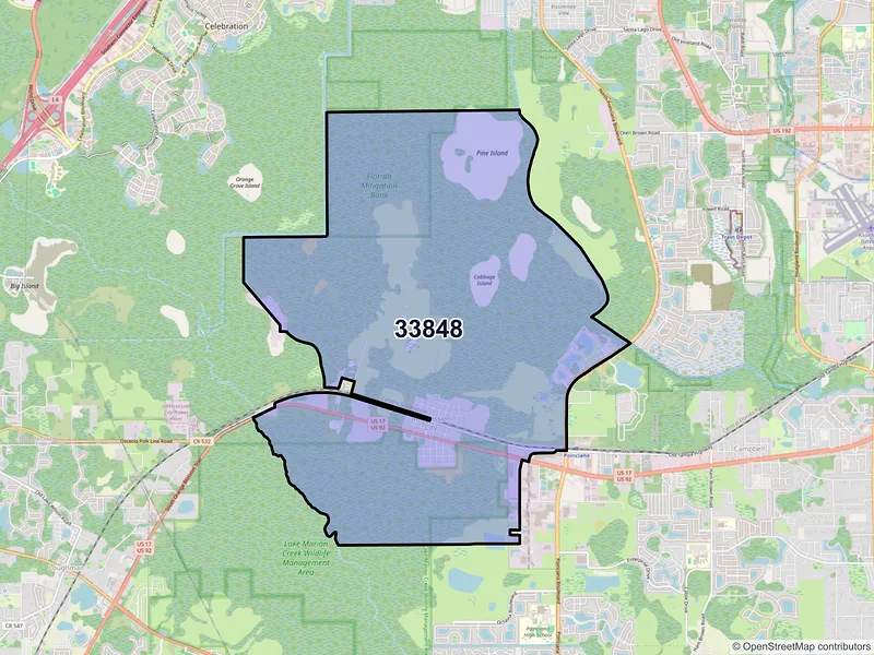 Map of Intercession City, Florida and ZIP codes